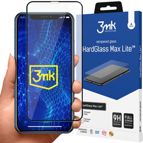 3mk HardGlass Max Lite - za&amp;scaron;titno staklo za Apple iPhone XR - Crna Slike