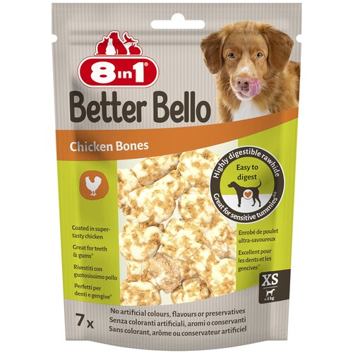 3 + 1 gratis! 4 x 8in1 grickalice za pse -  Better Bello pileće kosti XS (4 x 7 kom.) Cijene