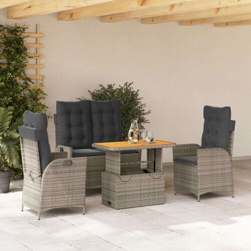  4-dijelna vrtna garnitura od poliratana s jastucima siva Cijene