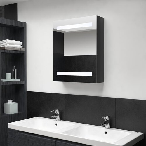  LED kupaonski ormarić s ogledalom sjajni crni 50 x 14 x 60 cm Cijene