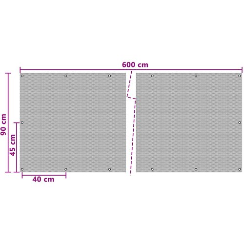  Ekran za balkon s rupama 600 x 90 cm poliratan Crna Slike