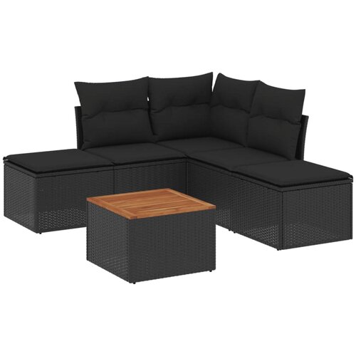 Maison Chic Seti vrtnega pohištva - Vrtna garnitura - Vrtni pohištvo set 6-delna z blazinami črna poli ratan, (21804104) Cene