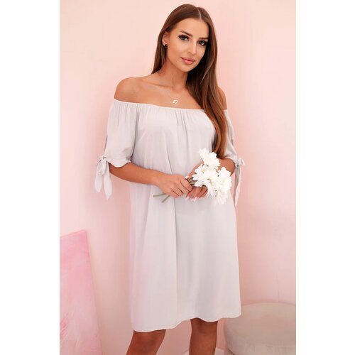 Kesi Włoski Women&amp;#039;s viscose dress with tied sleeves beige Slike