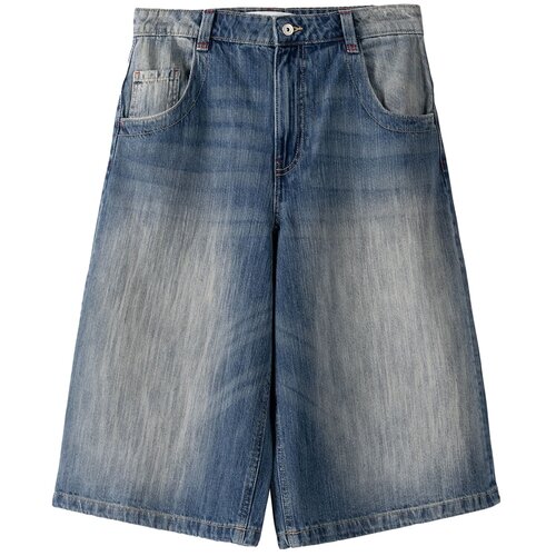 Bershka Kavbojke moder denim / če&amp;scaron;njevo rdeča / bela Slike