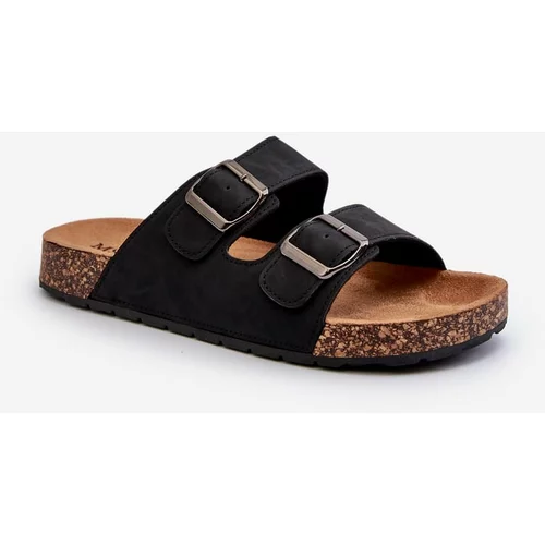Kesi Men's slippers with cork soles, Black Rosawia
