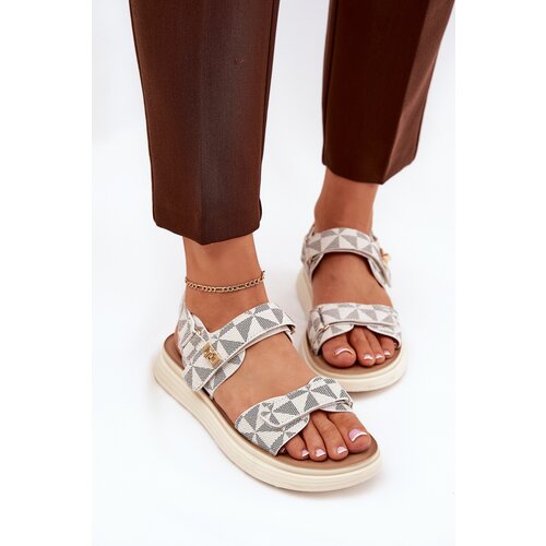 Boto Women Fabric Sandals On Platform Beige Leriot Cene