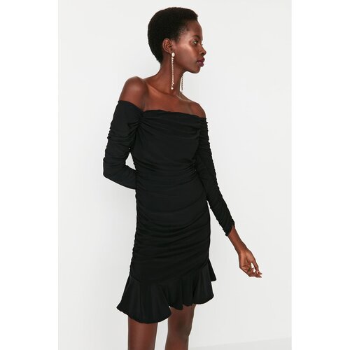 Trendyol black Ruffle Detailed Dress Slike