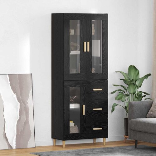 vidaXL Highboard Zidne s ladicama 2 pcs Crni hrast Konstruirano drvo Cene