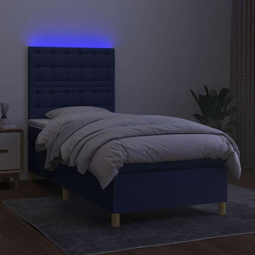  box spring s madracem LED plavi 90x190 cm od tkanine Slike