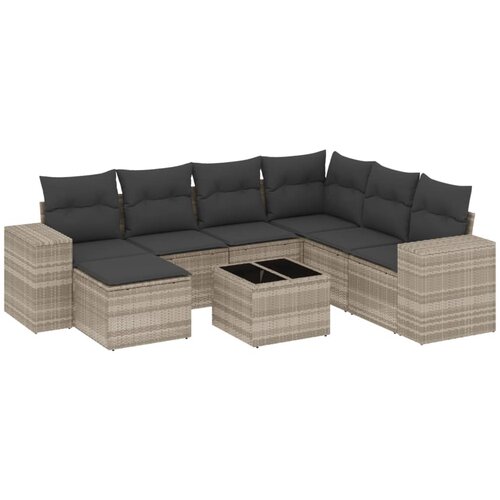 Maison Chic Seti vrtnega pohištva - Vrtna garnitura - Vrtni pohištvo set 8-delna z blazinami sv. siv poli ratan, (21799138) Cene
