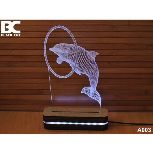 Black Cut 3D lampa delfin toplo bela Slike