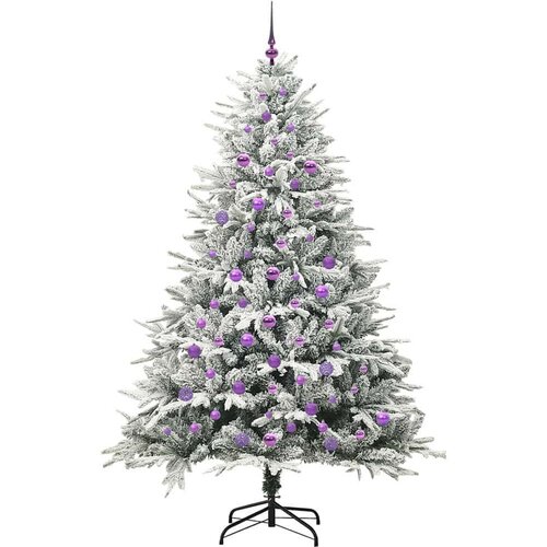 VidaXL Umjetno božićno drvce s rasvjetom i setom kuglica Zelena 210 cm Slike