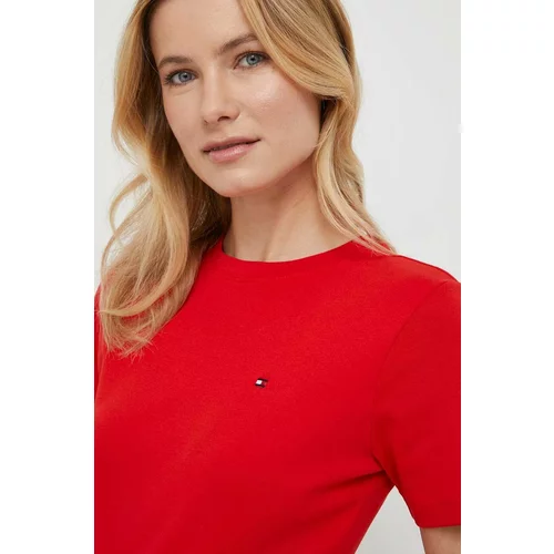 Tommy Hilfiger Bombažna kratka majica ženski, rdeča barva
