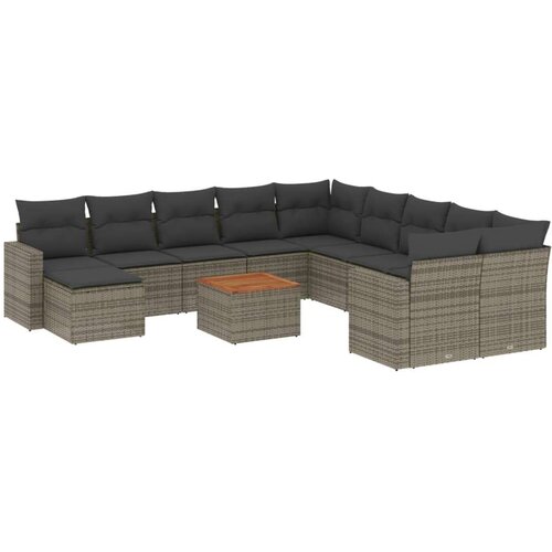 VidaXL 12-dijelni set vrtnih sofa od poliratana s jastucima sivi Slike
