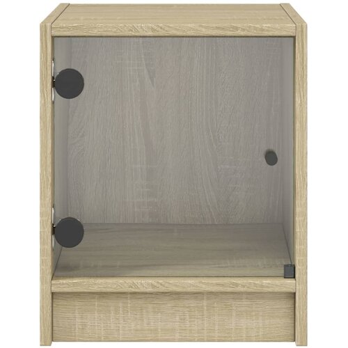  Noćni ormarići staklena vrata 2 kom boja hrasta 35 x 37 x 42 cm Smeđa Slike