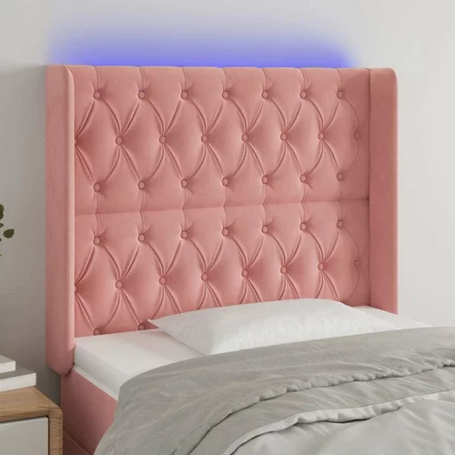  posteljno vzglavje roza 93x16x118/128 cm žamet, (20933996)