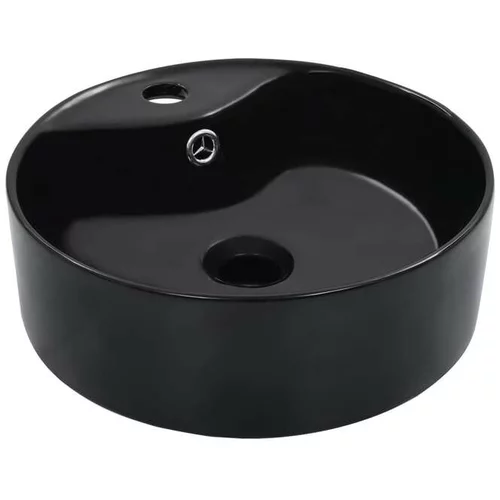  Umivalnik z odprtino za odtekanje 36x13 cm keramičen črn