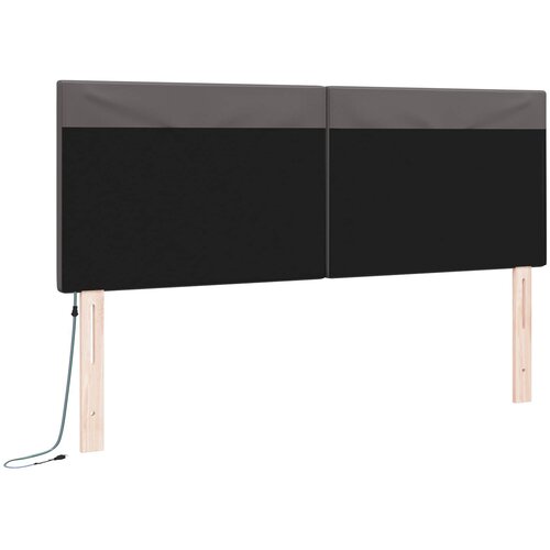  LED glava kreveta Siva 144 cm Lažna koža Slike