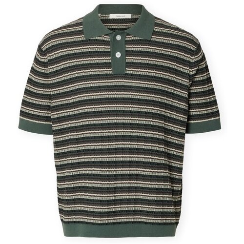 Selected Polo majice kratki rokavi Dane Knit - Balsam Green/Stripes Zelena Cene