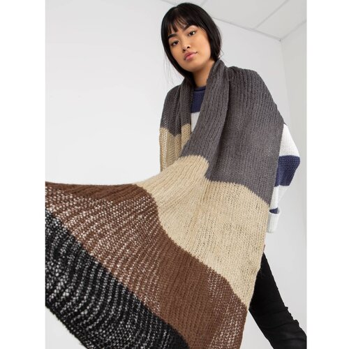 Fashion Hunters Women's black and brown knitted winter scarf Slike