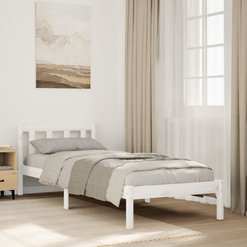 vidaXL Daljši posteljni okvir brez vzmetnice bel 90x220 cm borovina Cene