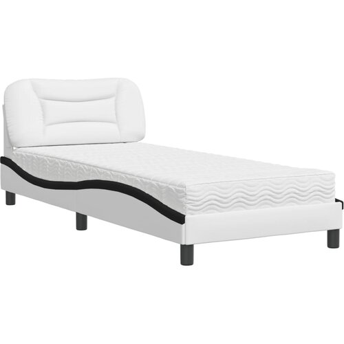  Krevet s madracem Hvar bijeli-crni 90 x 190 cm od umjetne kože Slike