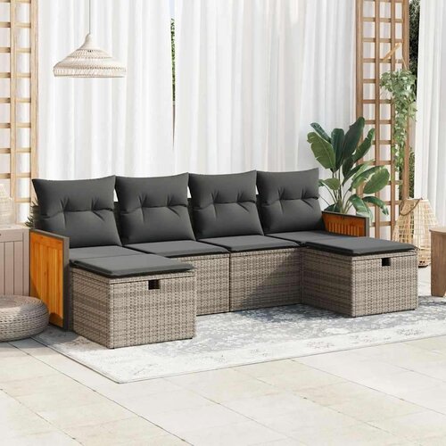 vidaXL 6-dijelni set vrtnih sofa od poliratana s jastucima sivi Cijene