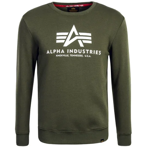 Alpha Industries Sweater majica 'Basic' kaki / bijela
