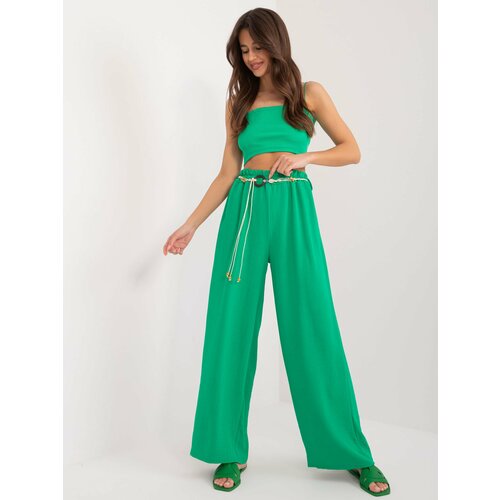 Fashion Hunters Green Summer Fabric Trousers Slike