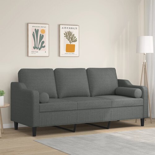 VidaXL Kavč trosed z blazinami temno siv 180 cm blago Slike