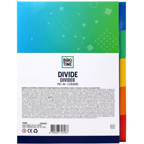 Biro time Divide, pregradni listovi, pvc, A4, miks, 5K Cene