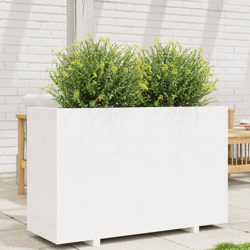 vidaXL Vrtno cvetlično korito belo 110x40x72,5 cm trdna borovina Cene