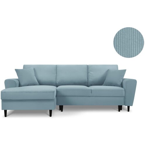 Kooko Home svijetloplava kutna sofa od samta Jazz, lijevi kut Slike