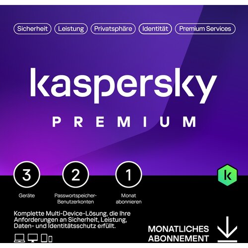 Kaspersky Premium &amp;ndash; 3 Devices, 1 Month - Subscription (ABO) &amp;ndash; ESD-DownloadESD&amp;quot; Slike