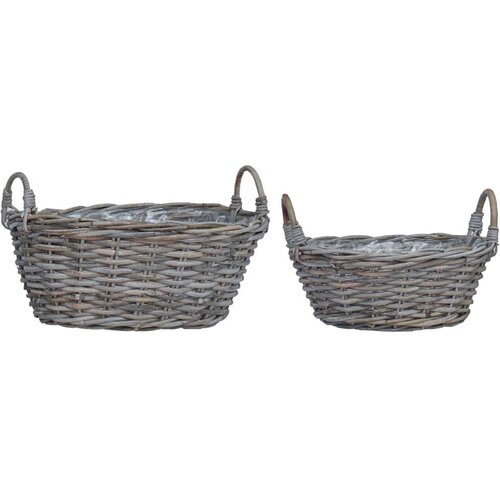  Ko&amp;scaron;arica za saksije s pohranom 2 pcs Siva Lacak ratan - Siva Slike
