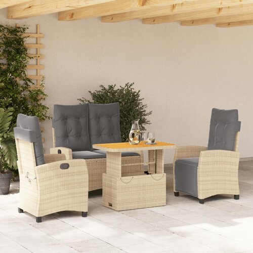  4-dijelni vrtni blagovaonski set od poliratana s jastucima bež 90 cm table length Cene