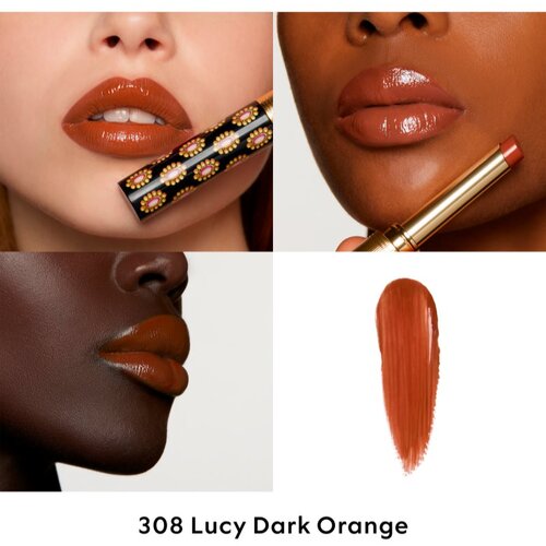 Gucci Beauty Rouge de Beaut&amp;eacute; Brillant vlažilna &amp;scaron;minka odtenek 308 Lucy Dark Orange 1.8 g Slike