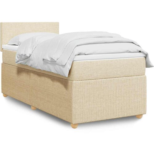  Okvir kreveta s oprugama i madrac krem 80x200 cm od tkanine Slike