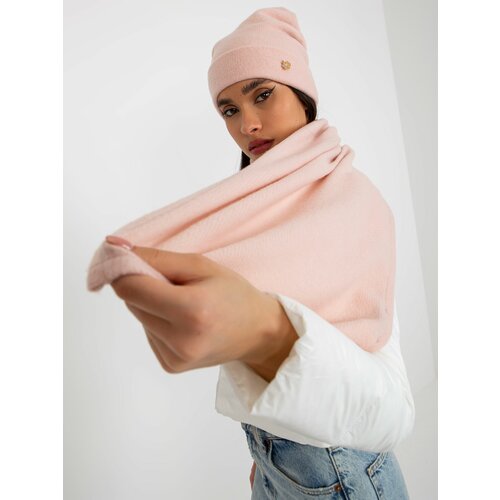 Fashion Hunters Light pink winter set with scarf and cap Slike