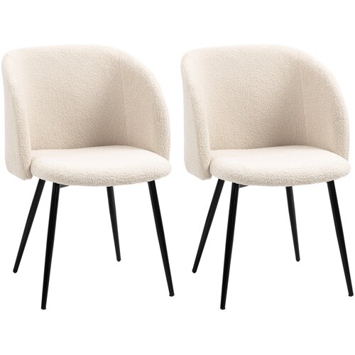 HOMCOM Jedilni stoli, poliester, jeklo 55D x 62&Scaron; x 80V cm, krem bel, (5000242689) Cene