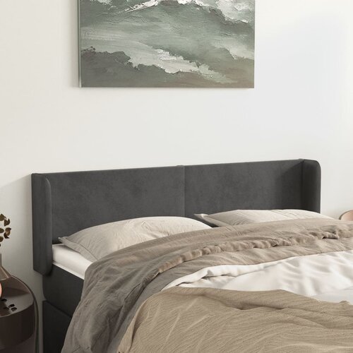 vidaXL Vzglavje z ušesi temno siv 147x16x78/88 cm žamet Cene