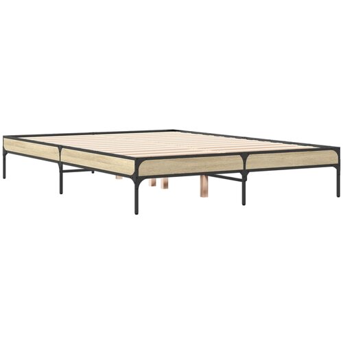 vidaXL Okvir za krevet boja hrasta 135x190cm konstruirano drvo i metal Cijene