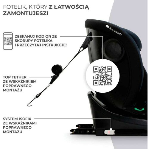 Kinderkraft Avtosedež i-size 40-150 cm i-Grow black Slike
