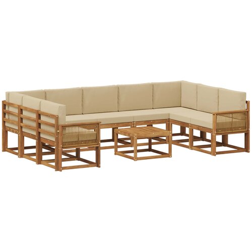 vidaXL Zunanja garnitura za sedenje z blazino 10 pcs Naravna in bež, (5000279757) Cene