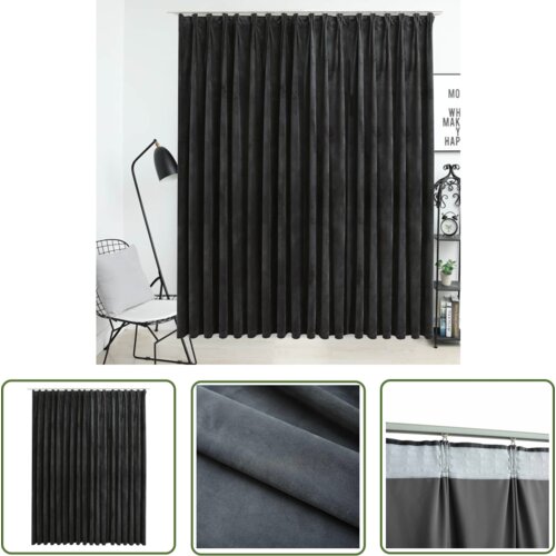  The Living Store Zatemnitvena zavesa z obešali žametna antracitna 290x245 cm - Zavesa, (21744230) Cene