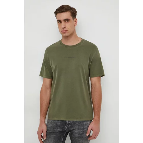 PepeJeans Bombažna kratka majica Dave Tee moška, zelena barva