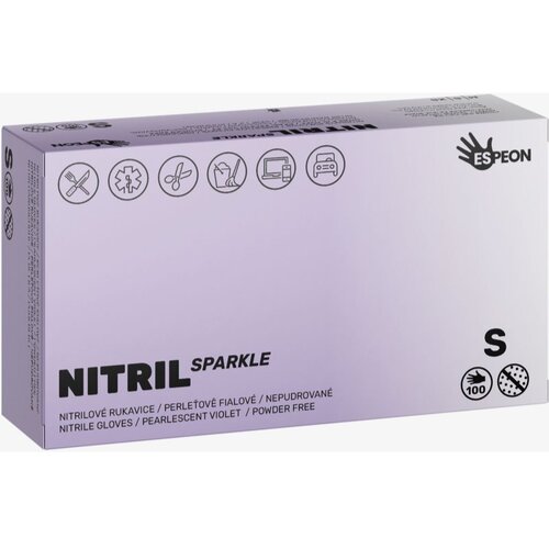 Espeon Nitril Sparkle Pearlescent Violet nitrilne rukavice bez pudera veličina S 2x50 kom Cijene