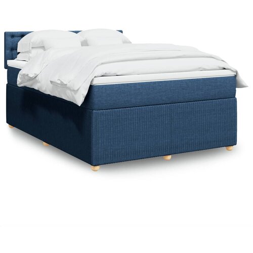 vidaXL Box spring postelja z vzmetnico modra 160x200 cm blago Cene