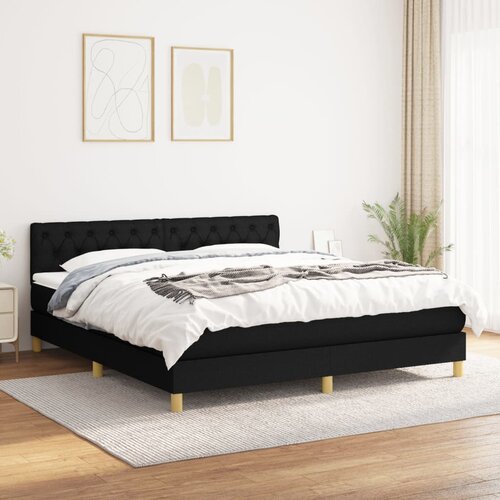 The Living Store Box spring postelja z vzmetnico črna 160x200 cm blago - Box Spring Postelja, (21438837) Cene