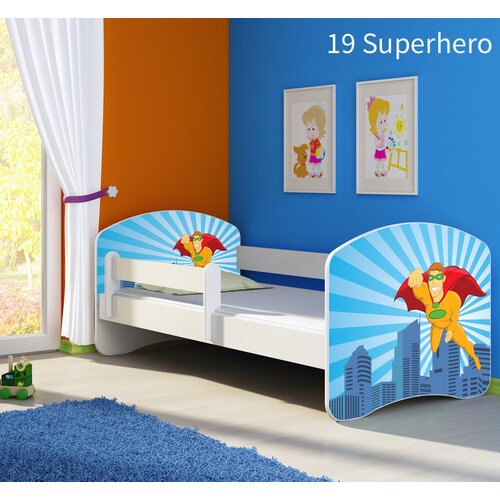  Dječji krevet ACMA s motivom, bočna bijela 160x80 cm 19 Superhero Cijene
